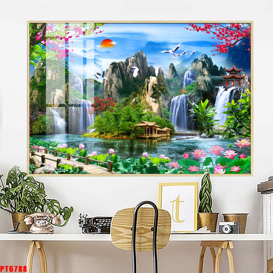 Tranh sơn thủy thác nước TV29277