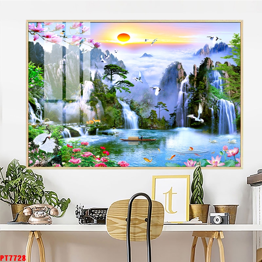Tranh sơn thủy thác nước TV28766