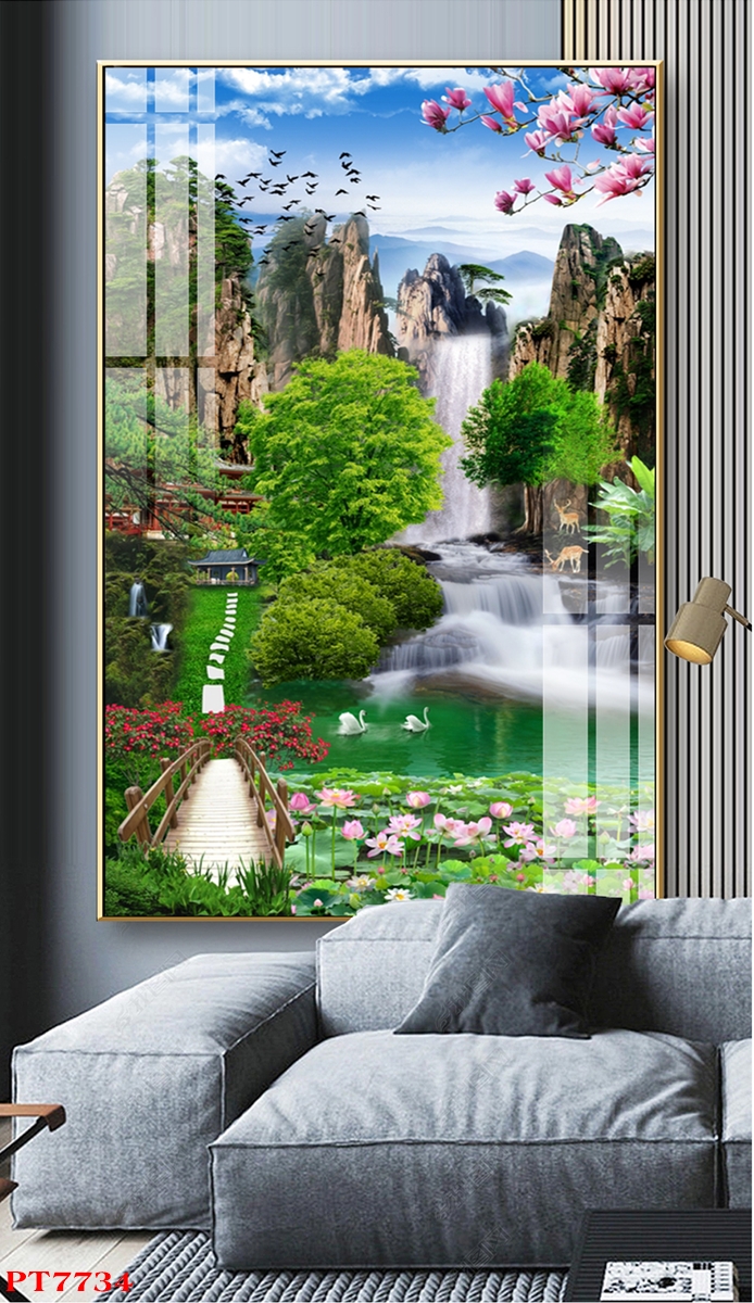 Tranh sơn thủy thác nước TV28760