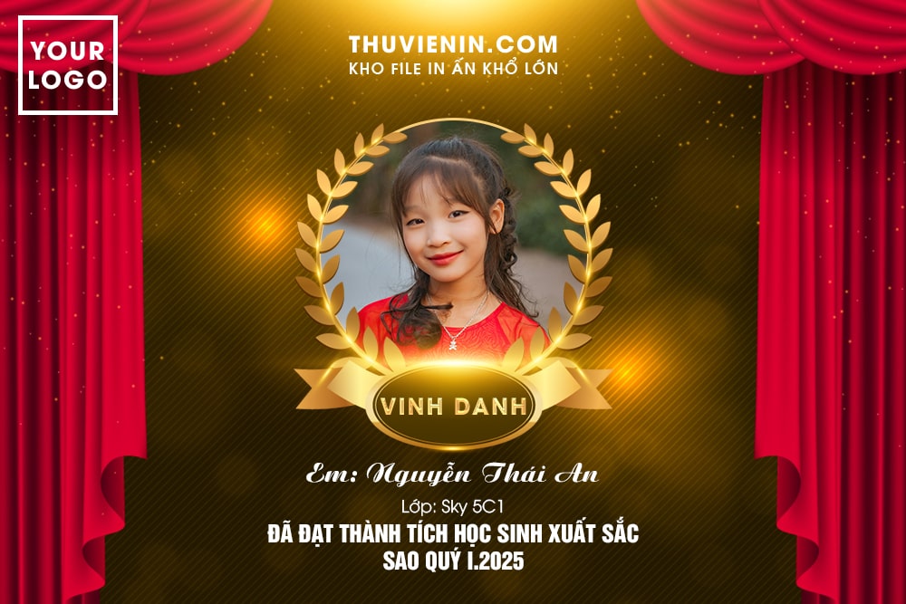 Mẫu file PSD thiết kế khung vinh danh học sinh xuất sắc TV317424
