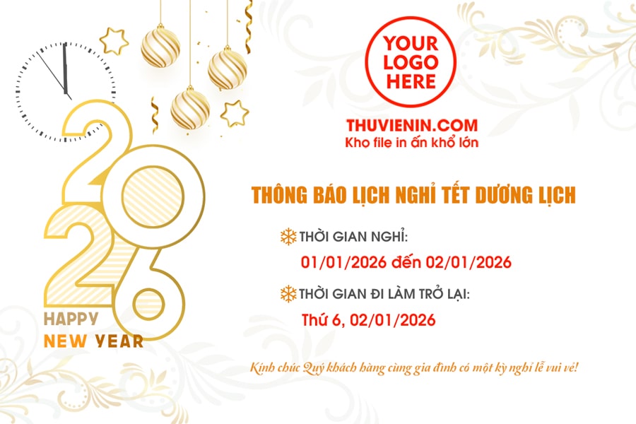 Mẫu file PSD thiết kế thông báo lịch nghỉ Tết dương lịch TV317436