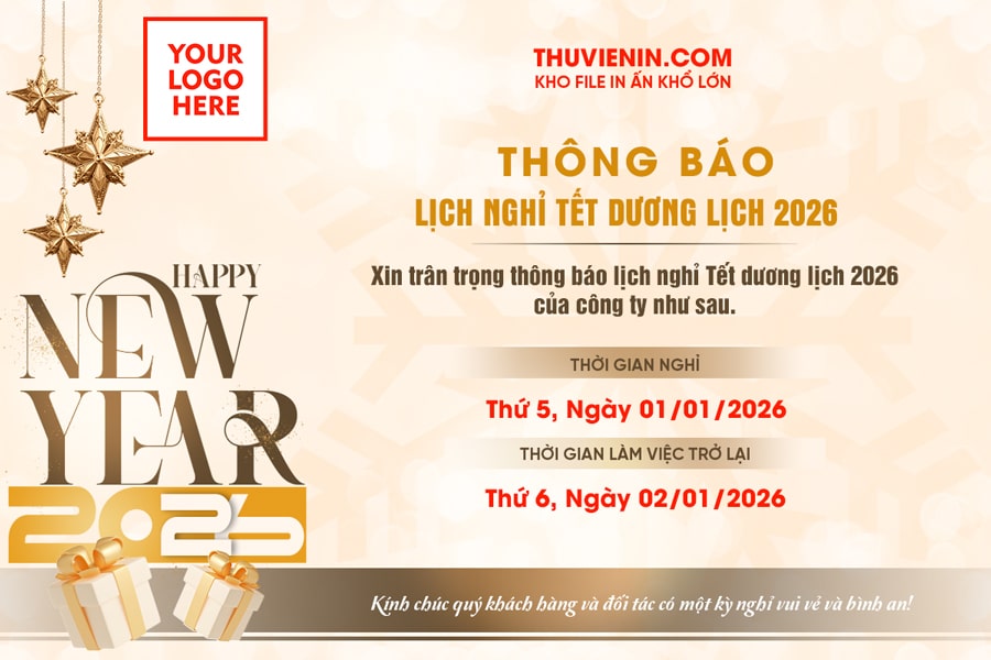 Mẫu thiết kế thông báo lịch nghỉ Tết dương lịch TV317438