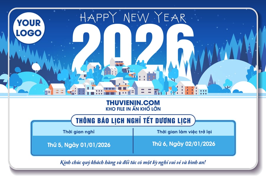 PSD thiết kế mẫu thông báo lịch nghỉ Tết Dương Lịch chuyên nghiệp TV317439