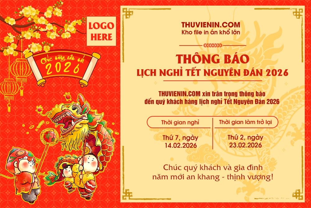 File thiết kế thông báo nghỉ Tết Nguyên Đán mai vàng TV313328