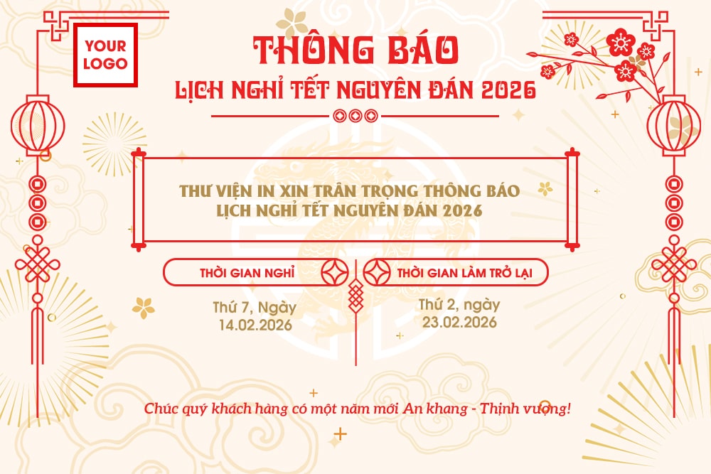 Mẫu thiết kế banner lịch nghỉ Tết Nguyên Đán ấn tượng TV313329