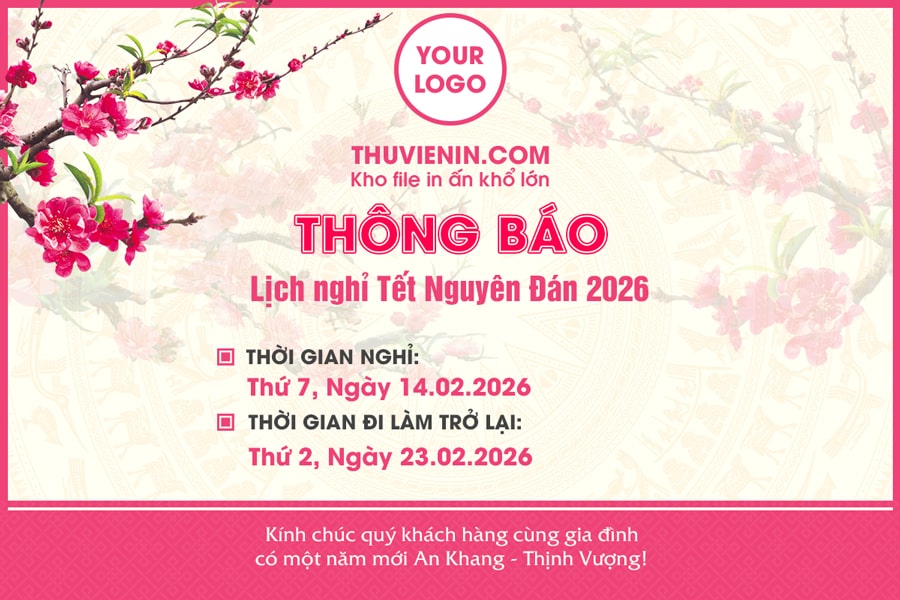 File PSD thiết kế banner thông báo lịch nghỉ Tết đẹp, trang nhã TV317448