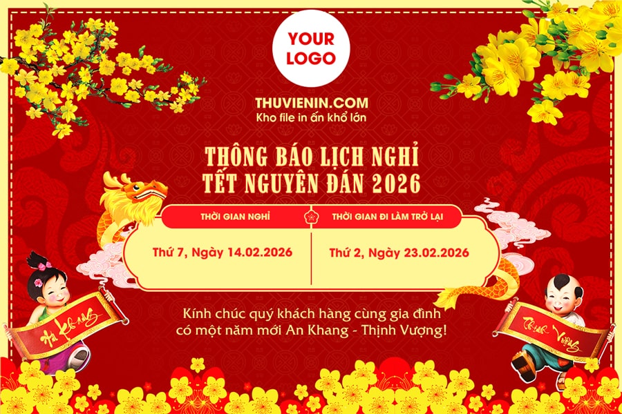 Mẫu banner thông báo lịch nghỉ Tết Nguyên Đán đẹp, sang trọng TV317451