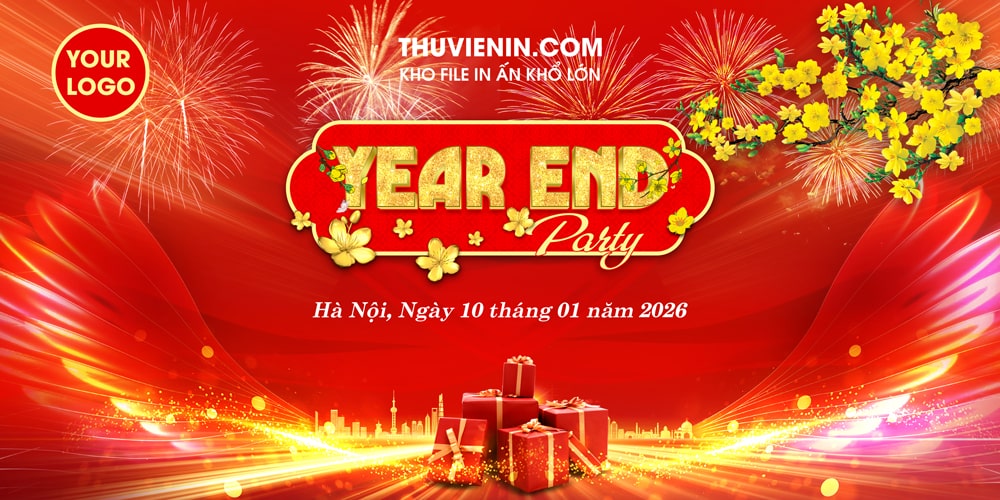Mẫu file PSD backdrop Year End Party sáng tạo mới lạ nhất TV317456
