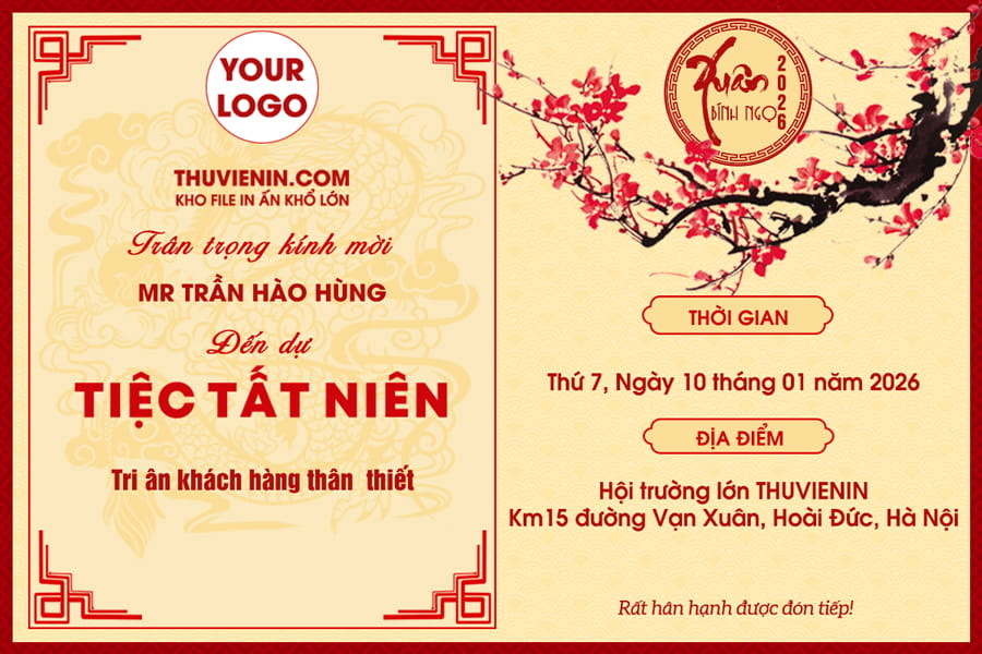 File PSD thiệp mời Tiệc Tất Niên được thiết kế theo phong cách truyền thống TV317467