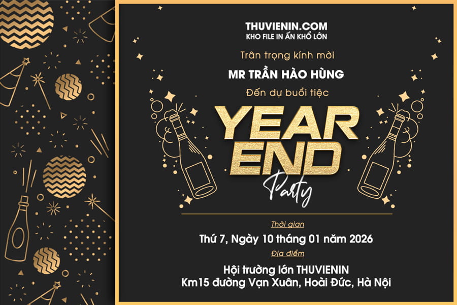 File PSD thiết kế thiệp mời Year End Party sở hữu phong cách hiện đại cao cấp TV317468