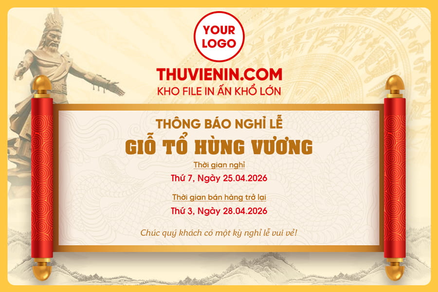 File thiết kế mẫu thông báo lịch nghỉ lễ Giỗ Tổ Hùng Vương TV315636
