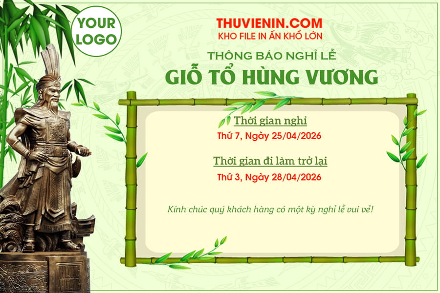 File PSD thiết kế mẫu Thông báo nghỉ lễ Giỗ Tổ Hùng Vương 10/3 TV315638