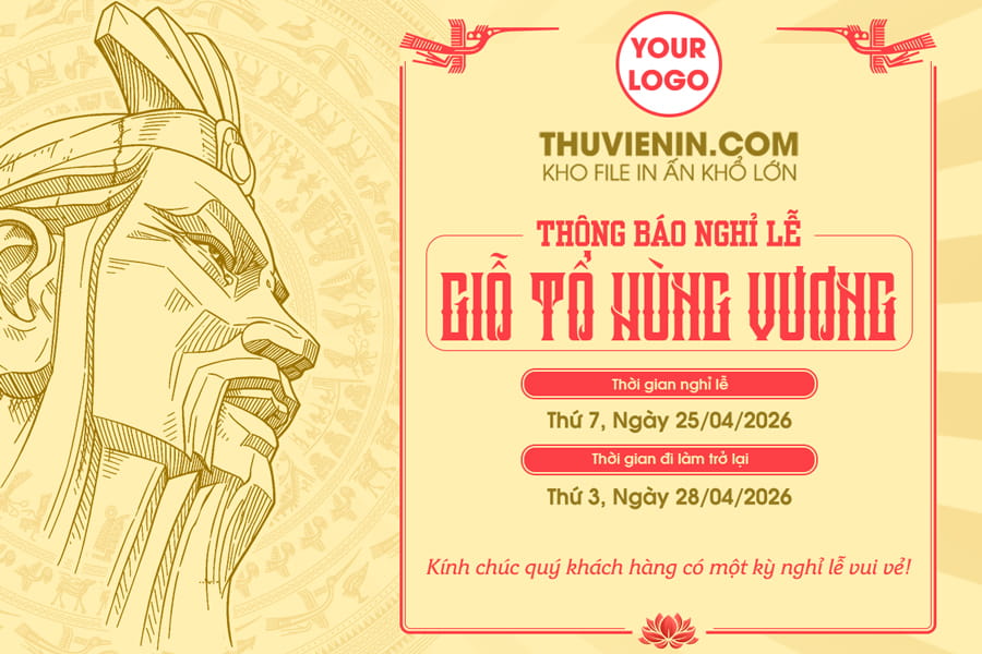 Mẫu file PSD thiết kế thông báo lịch nghỉ lễ Giỗ Tổ Hùng Vương TV315790