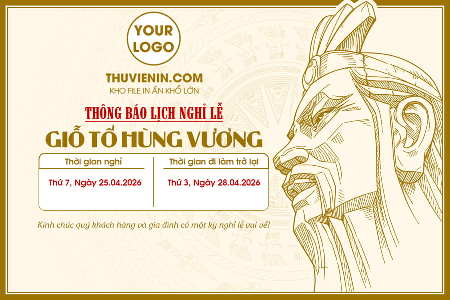 Mẫu File PSD thông báo nghỉ lễ giỗ tổ Hùng Vương 10/03 TV315637