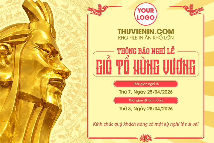 Mẫu file PSD thiết kế thông báo lịch nghỉ lễ Giỗ Tổ Hùng Vương