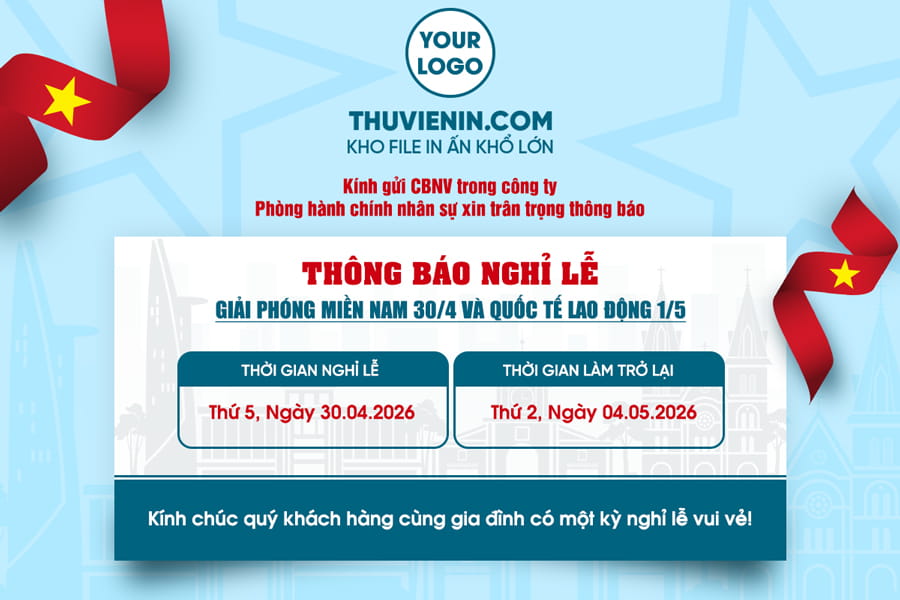 File PSD thiết kế thông báo nghỉ lễ 30/4 và 1/5 chuyên nghiệp, hiện đại