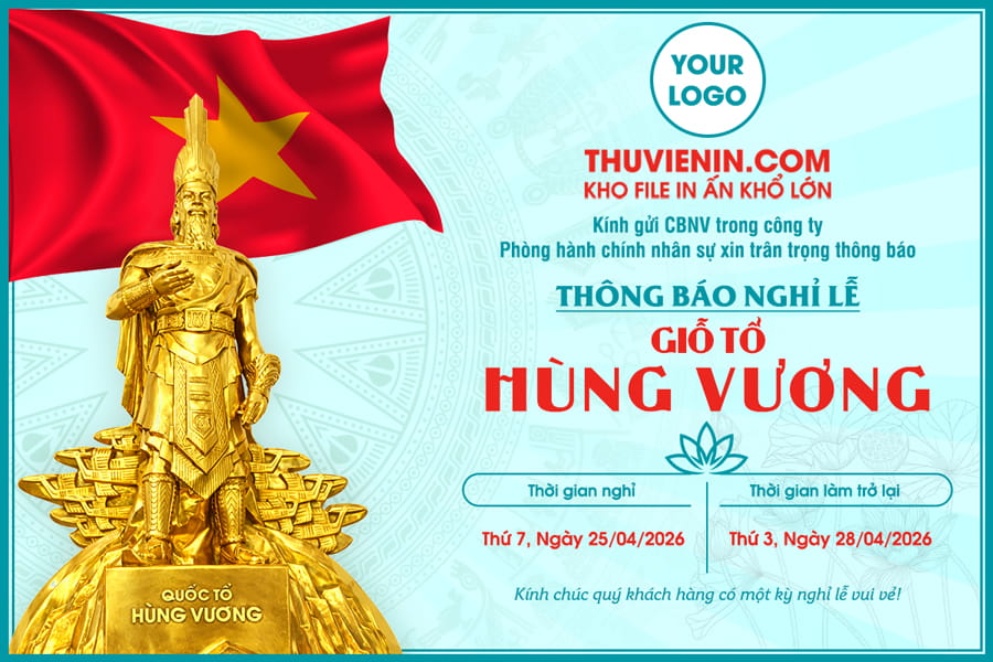 File PSD thông báo lịch nghỉ đại lễ Giỗ tổ Hùng Vương