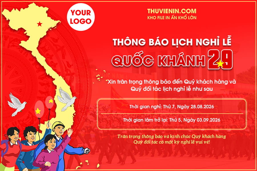 File PSD thiết kế banner thông báo nghỉ lễ Quốc Khánh 2/9
