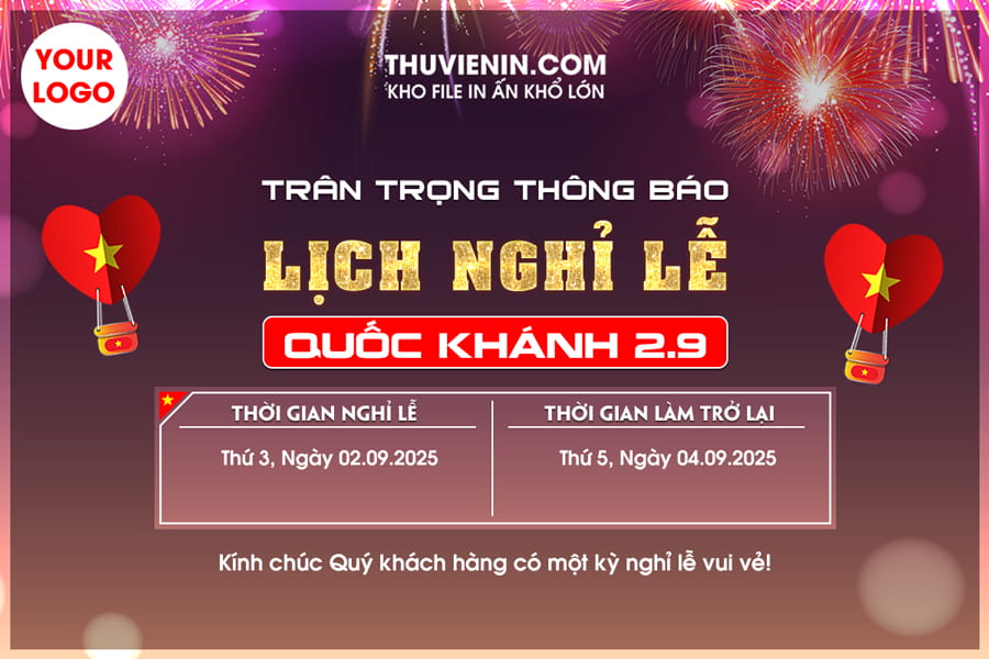 File PSD thiết kế thông báo lịch nghỉ lễ Quốc Khánh 2/9