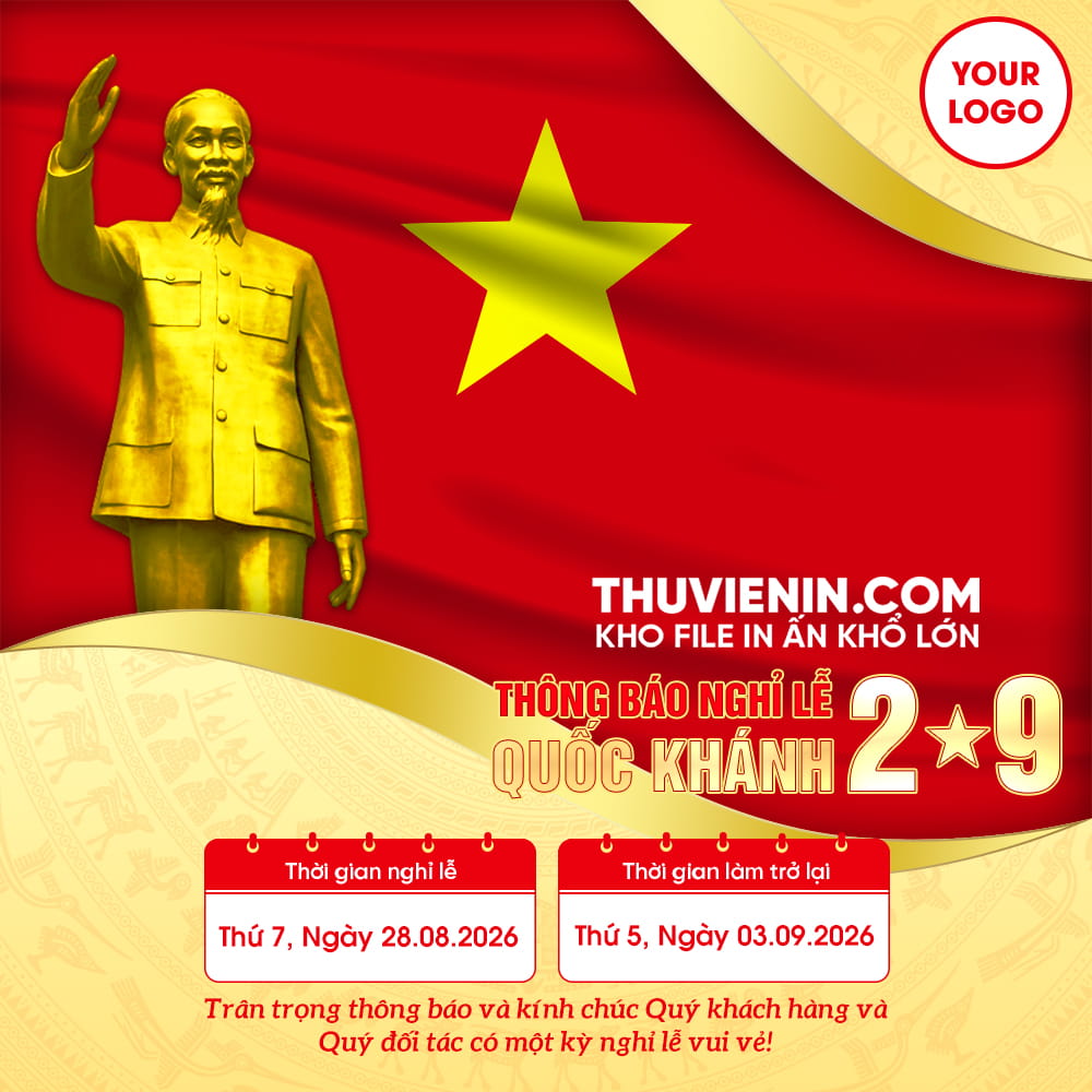 File thiết kế banner thông báo nghỉ lễ Quốc Khánh 2/9 trang trọng