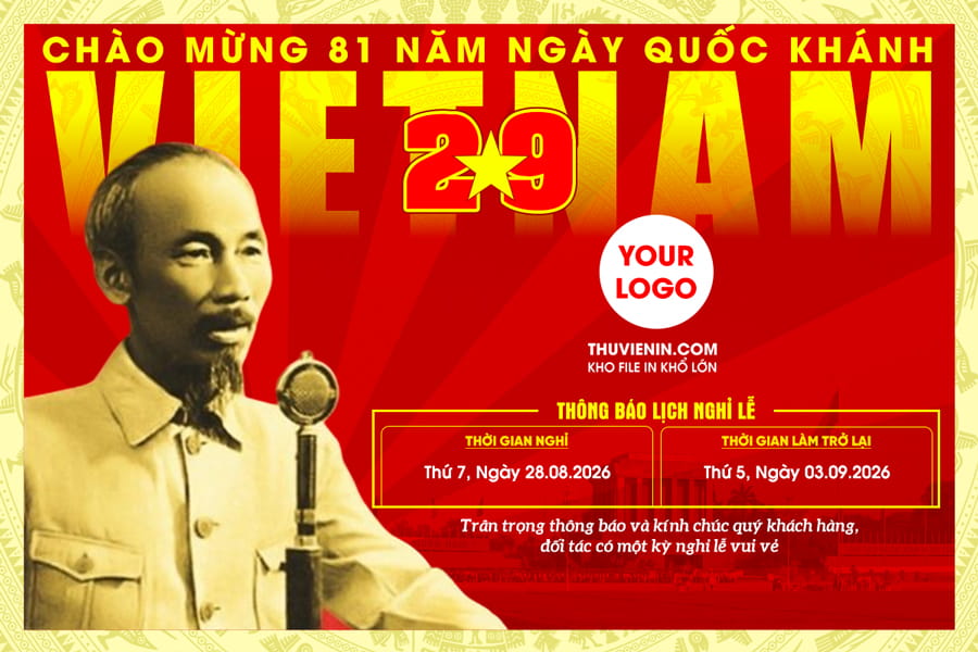 Mẫu file PSD thiết kế banner thông báo nghỉ lễ Quốc Khánh 2/9