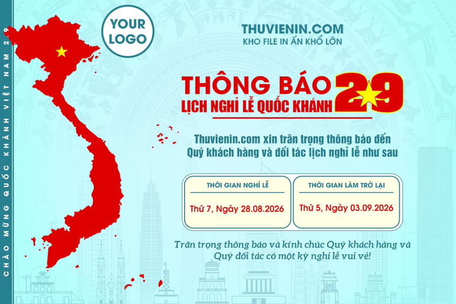 Mẫu file thông báo lịch nghỉ lễ Quốc Khánh 2/9 chuyên nghiệp