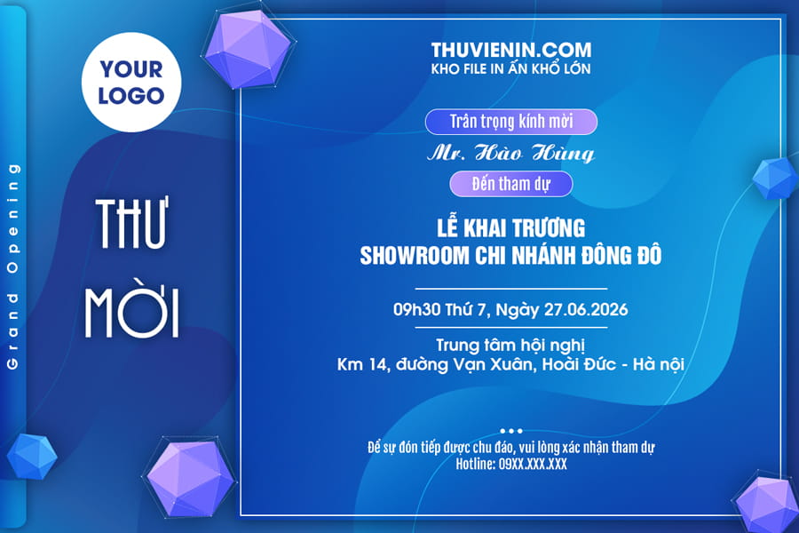 Mẫu file PSD thiết kế thiệp mời sự kiện nền xanh phong cách hiện đại